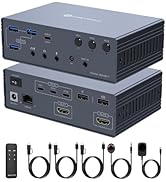 DGYBDFC KVM Switch 2 Monitors 3 Computers USB C Docking Station with Ethernet, 4K120Hz for 3* Thu...