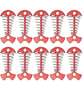 TOBWOLF 10PCS Deck Anchor Pegs, Windproof Aluminium Alloy Fishbone Tent Stakes with Spring Buckle...