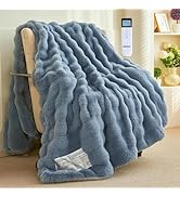 XINIUSLEEP Heated Blanket Electric Blanket 50"x60", Soft Faux Rabbit Fur Heating Blankets with Ov...