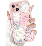 Vulfwela for iPhone 15 6.1'' Pink &amp; Blue Flower Christian Collage Phone Case, Cute Floral Bible V...