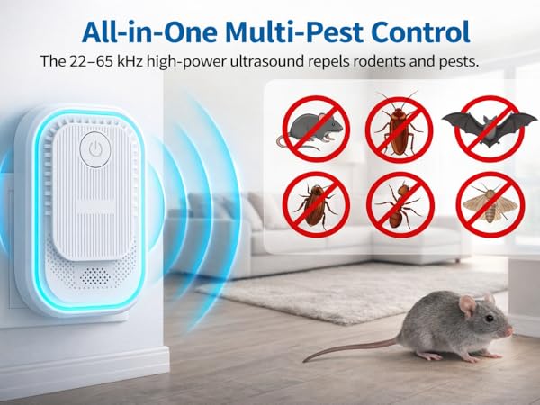 Multi-Pest Control Ultrasonic Repeller for mice, roaches, ants, bats,moths
