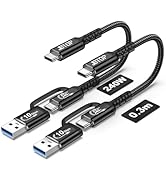 JBTOP Android Auto A to C Cable 1ft [2Pack],2-in-1 USB C 3.1 Gen 2 Fast Charge &amp; Data Transfer US...