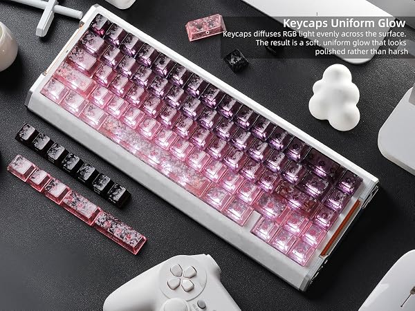 Clear Keycaps, Translucent Keycaps Set Keyboard Caps Cherry Profile,Custom Shine through Keycaps