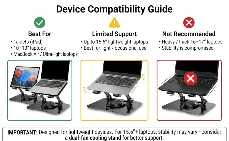 laptop stand compatibility tablet 13 inch 15.6 inch