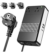 220V to 110V Voltage Converter, 600W AC Sockets Power Any American Appliances Overseas, 48W GaN U...