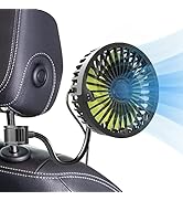 Trustnice Car Fan, USB Car Fan for Backseat Car Cooling Fan, 3 Speeds Strong Wind 5V Powerful Qui...