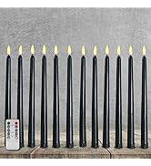 Ni-JASW Black Flameless Taper Candles with Remote, Flickering Battery Operated Halloween LED Cand...