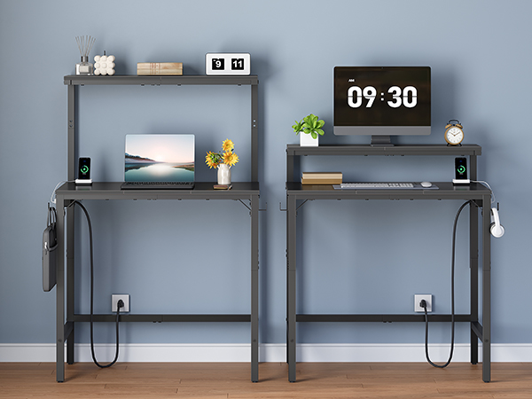 Computer Desk, Home Office Desk with Power Outlet