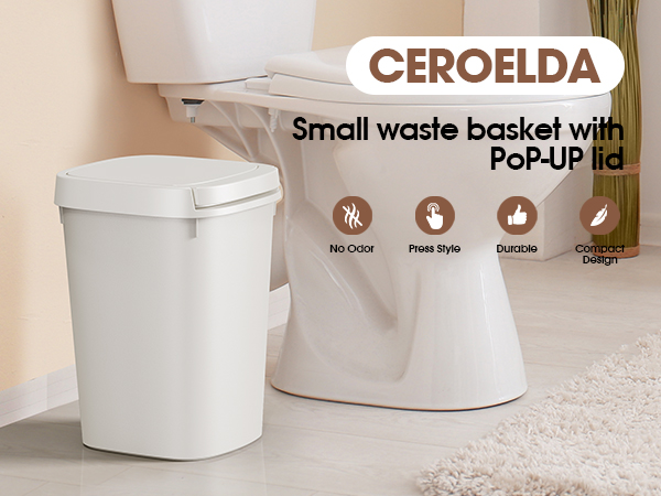 CEROELDA Small Waste Basket with Pop-Up Lid