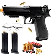 Manual Shell Ejecting Tactical Toy Blaster - Desert Black with Orange Tip, Includes 2 Mags, 50 Fo...