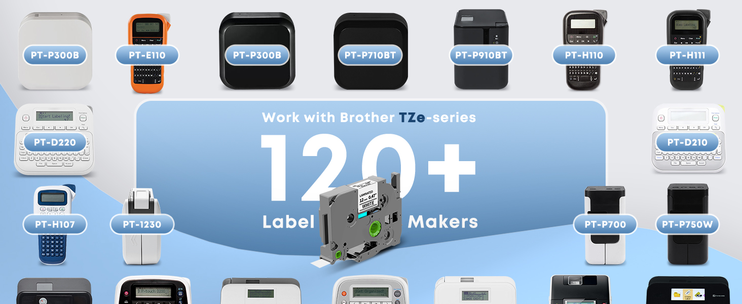 TZe-231 TZ Tape 12mm 0.47 Laminated White for Brother Label Maker Tape P Touch Label Tape TZe231