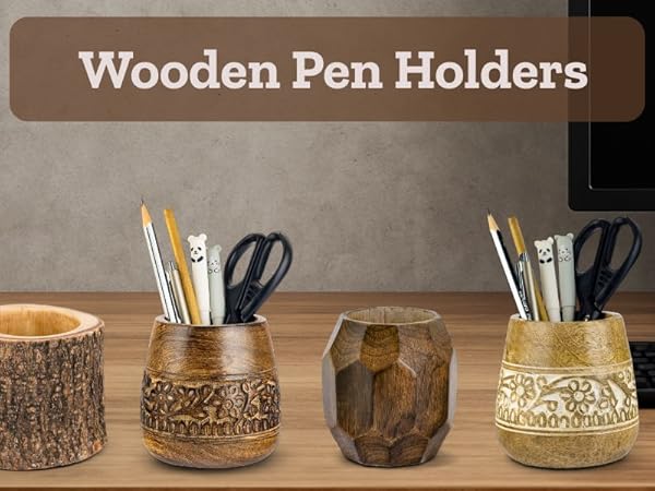 Wooden Pen Holders for Desk Organization