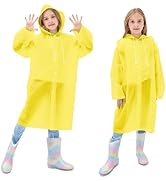 TUNCHMO 2 Pack Kids Rain Ponchos Reusable EVA Raincoats with Drawstring Hood and Cufflinks, Water...
