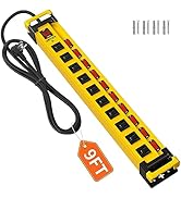 Plug'n 10 Outlets 3300J Surge Protector Power Strip with Individual Switches, Heavy Duty Metal Po...