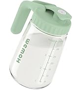 WEMOH 32oz Breast Milk Pitcher, 3X-Thick Heat &amp; Cold Resistant Borosilicate Glass, Leakproof Brea...