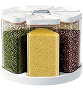 Slow Slog Rotating Grain Dispenser with Manual Vacuum Pump - 6-Grid Vacuum-Storage Canister Set, ...