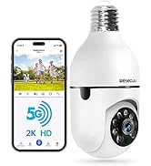 WESECUU Light Bulb Security Camera -5G&amp; 2.4GHz WiFi 2K Security Cameras Wireless Outdoor Motion D...
