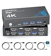Hearvo HDMI KVM Switch 2 Monitors 2 Computers, USB 3.0,4K@60Hz KVM Switches Sharing of Dual Monit...