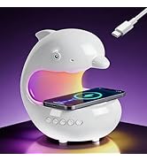 UMLAEN Smart LED Night Light with Bluetooth Speaker, Rechargeable Table Lamp with 15W Wireless Ch...
