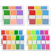 KICNIC Sticky Tabs 800 Pcs, 2 Sizes (1.77×0.79 in &amp; 1.77×0.39 in) Fluorescent Pop Up Book Tabs, A...