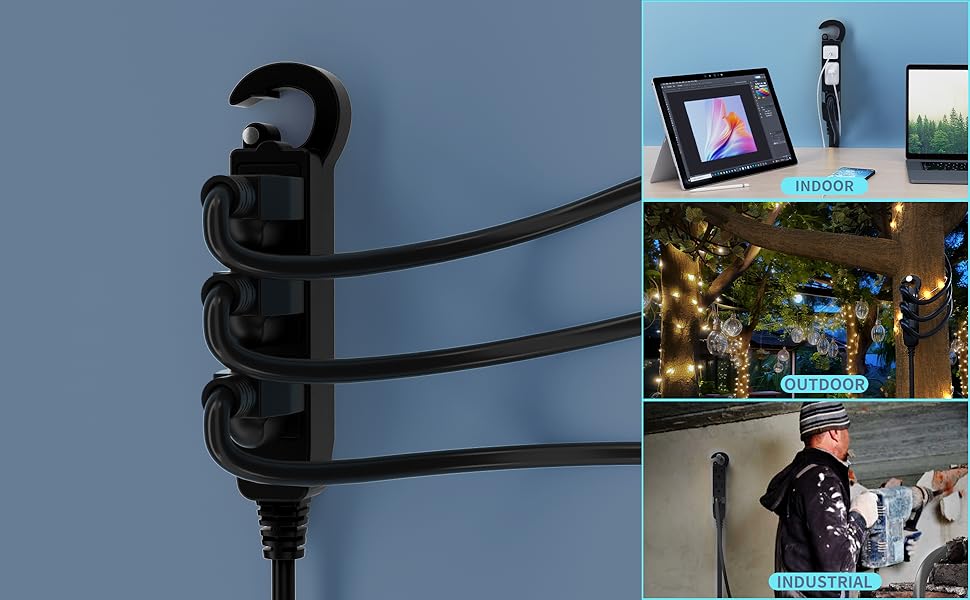Black Extension Cords with Multiple Outlets6
