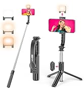 Selfie Stick Tripod with Fill Light, All in One Extendable Selfie Stick with Detachable Wireless ...