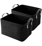 GUOZI Storage Basket, Collapsible Rectangular Felt Storage Bins with PU Handles, Large Laundry Ba...