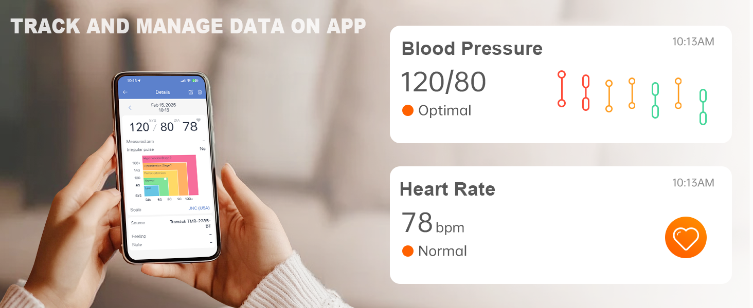 Blood pressure and heart rate tracking app interface