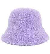 Phaiy Furry Bucket Hat for Girls Women, Winter Bucket Hat Solid Color, Warm Fluffy Faux Fur Fishe...