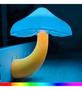 ZEZHOU Sensor LED Night Light - Plug-in 7 Color Changing Magic Mushroom Light, Mini Dream Bed Col...
