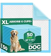 50 Count Dog Pee Pads Extra Large- 28" x 34", Super Absorbent Leak-Proof XL Puppy Pads 50 Pack Qu...