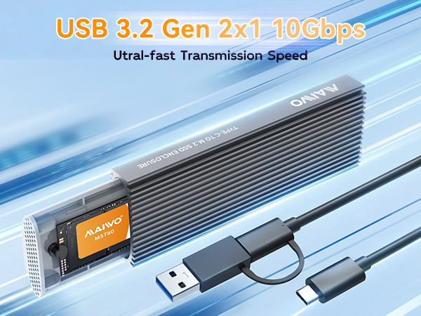 Portable Size Blue Indicator USB 3.1GEN2 Type-C 10Gbps transfer speed support UASP