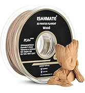 iSANMATE Wood Filament 1.75mm, PLA+ Wood Filament 1.75mm, 3D Printer Filament 1kg Spool (20% Wood...