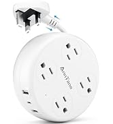 UK Travel Plug Adapter - Retractable Power Strip with 4 AC Outlets &amp; 3 USB Ports (USB-C), Type G ...