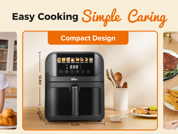 bear air fryer 6.4qt compact size