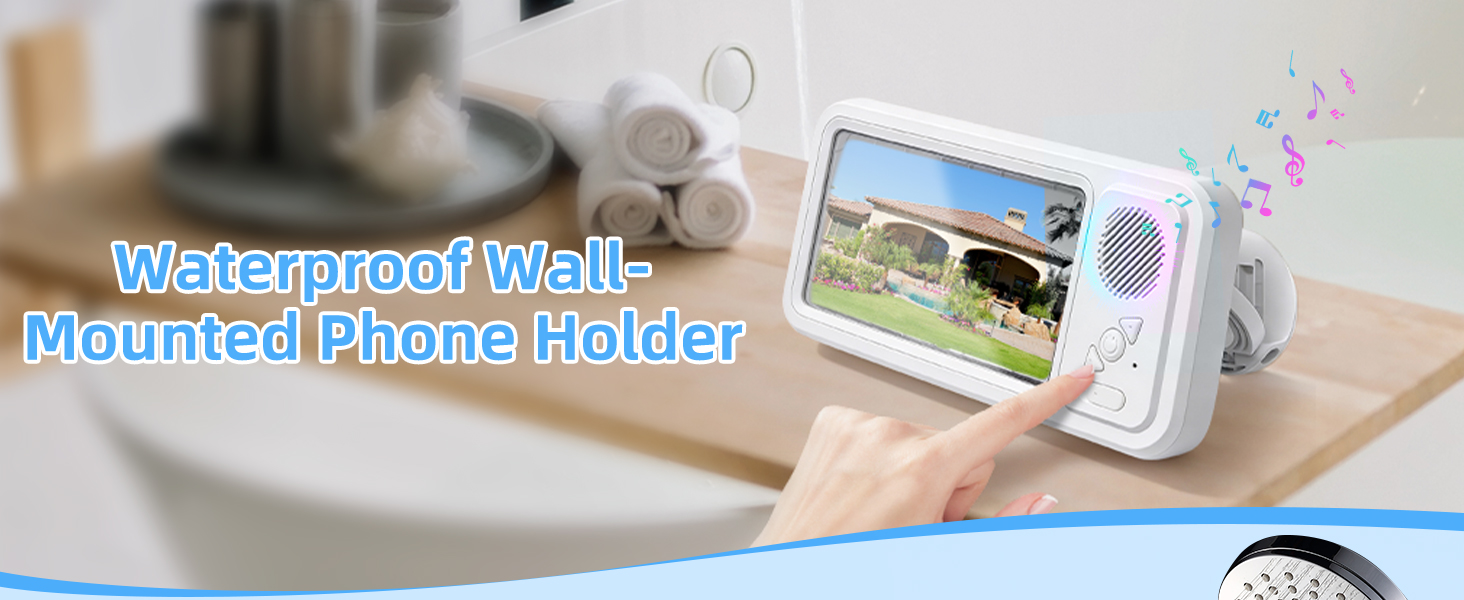 Shower Phone Holder with Bluetooth Speaker