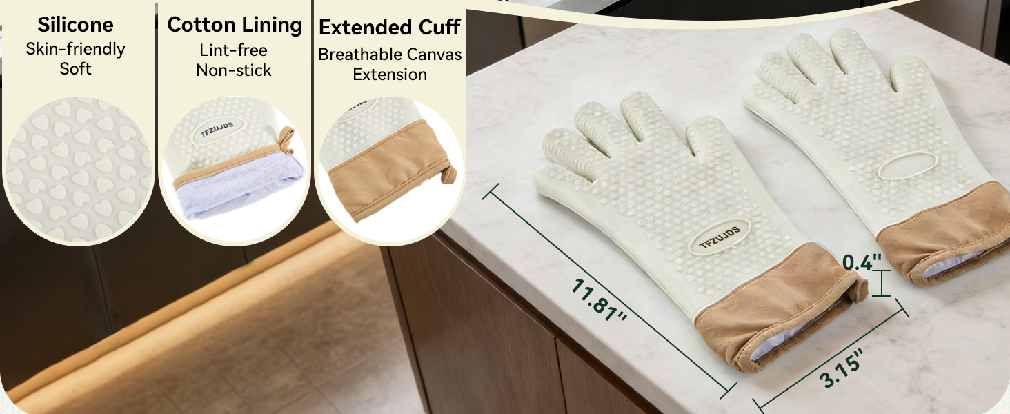 Silicone Oven Mitts with Five-Finger Design
