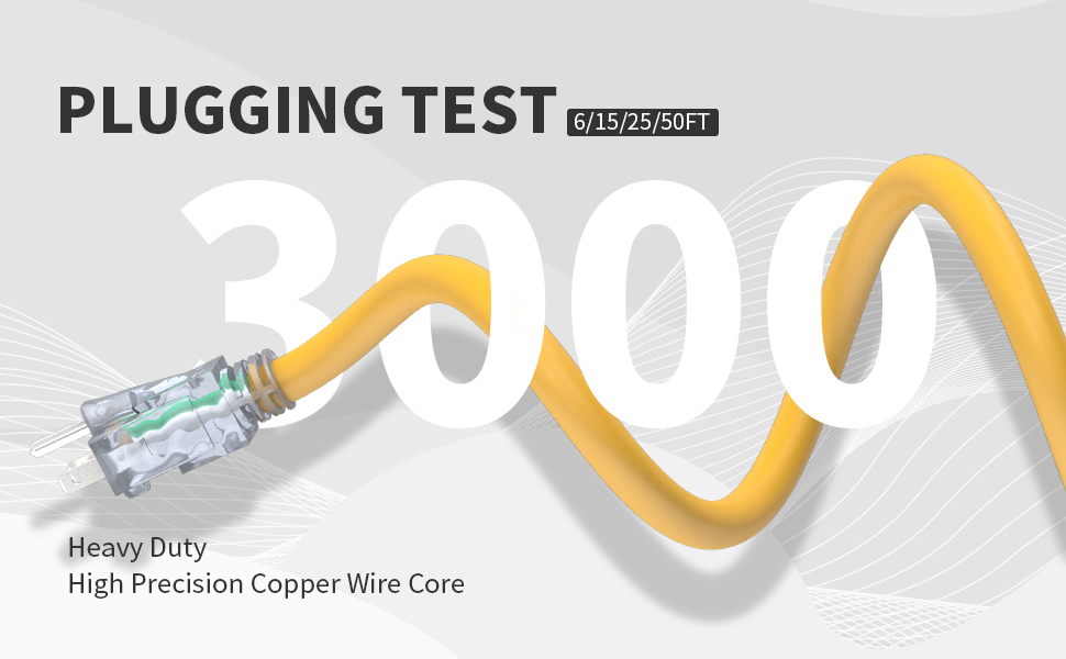 indoor outdoor extension cord 12/3 power cord 25feet 50feet 3 outlet extension cord