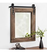 AAZZKANG Rustic Wood Mirror Rectangle Decorative Wall Mirrors Large with Frame for Bedroom Living...