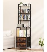 PAPAGIFTREE CD Rack and Storage with Two Drawers, 7-Tier DVD Shelf and Rack, CD Storage Tower and...