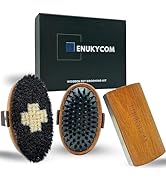Wooden Pet Grooming Kit for Short-Haired &amp; Double-Coated Dogs Cats Horses- Includes Bristle Brush...