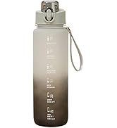 1L Water Bottles Big Water Bottle with Straw Reusable Water Bottle with Time Marker Motivational ...