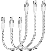 Bkduice 1ft USB C to Lightning Cable Short, 3 Pack USB C iPhone Charger Cable MFi Certified, Brai...
