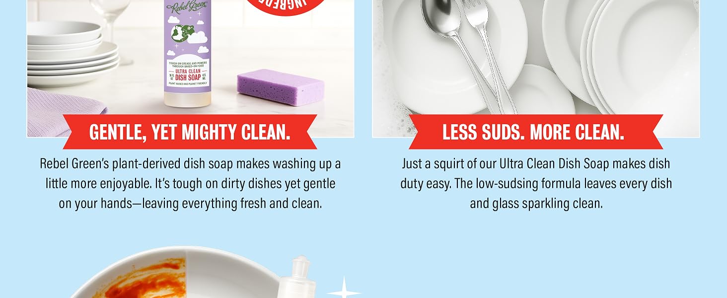 natural dish soap for dishes pots pans glassware vegan sulfate free biodegradable formula