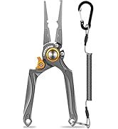 TRUSCEND Fishing Pliers Saltwater with Mo-V Blade Cutter, Corrosion Resistant Teflon Coated Muti-...