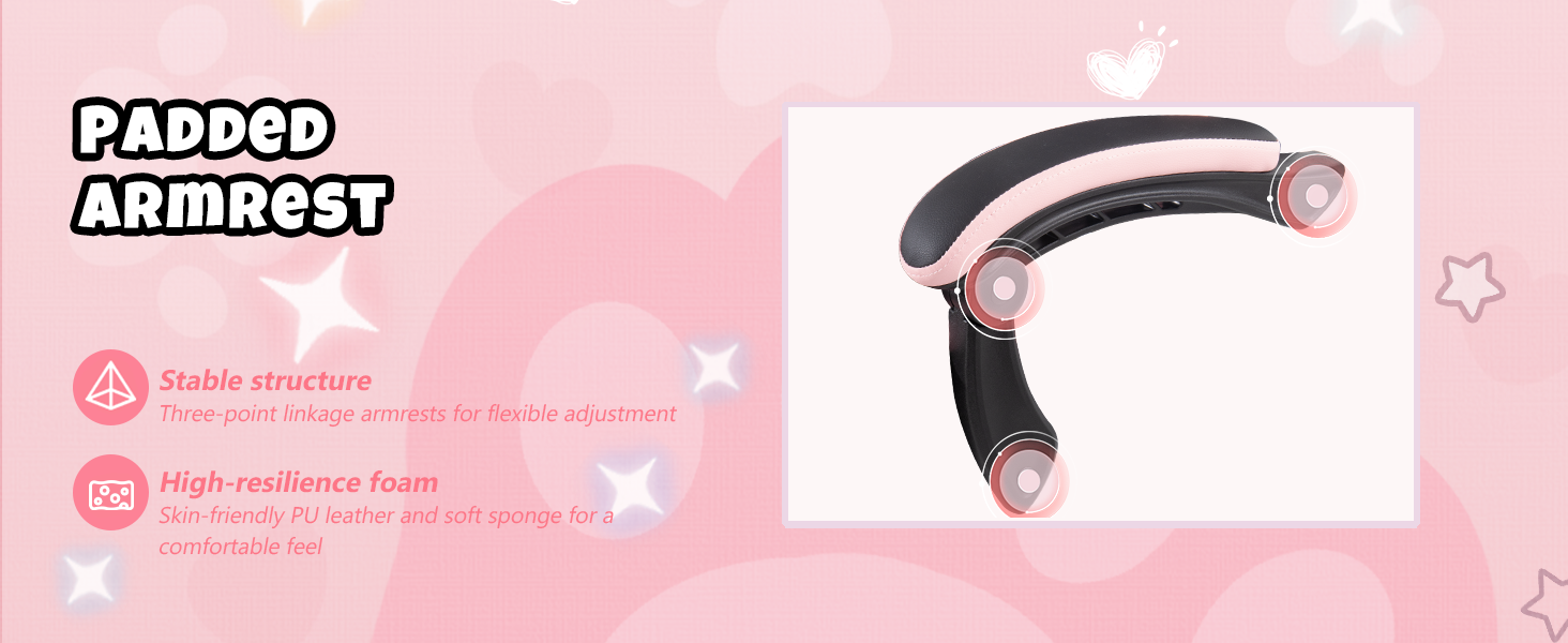 Gaming Chair with Cat Ears and Cat Paw Lumbar Cushion, Cute Ergonomic Gaming Computer Desk Chair