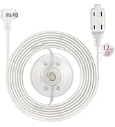 Zlierop 3 Outlet Clear Extension Cord 12 FT, 2 Prong Extension Cords with Foot Switch on/Off, UL-...