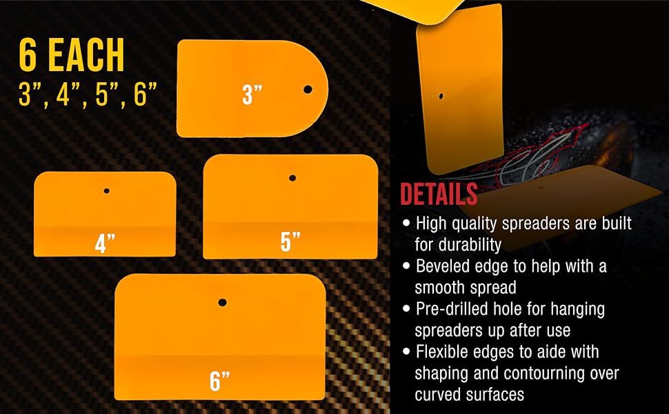 Custom Shop 24-Piece Body Filler Spreader Set, 3&amp;#34; to 6&amp;#34; - For Auto Body Repair &amp;amp; Paint