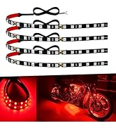 12V Led Light Strip 12" Connectable Red Led Strip Lights for Cars Motorcycle Golf Cart Boat Marin...
