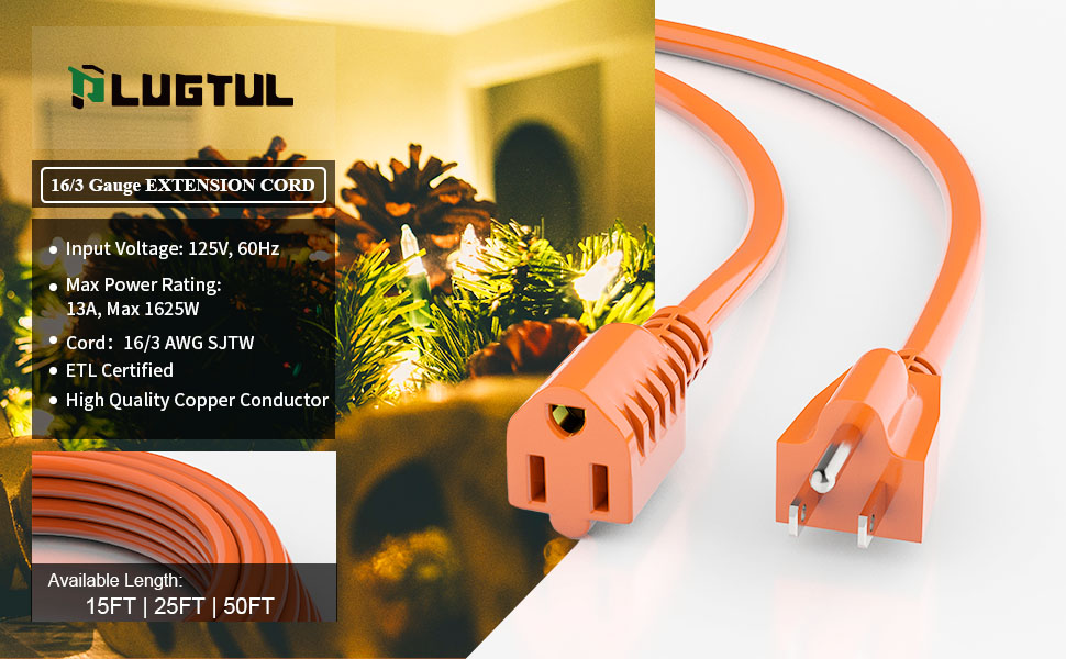 outdoor extension cord 25 ft waterproof black outdoor extension cord 16/3 AWG outside extension cord